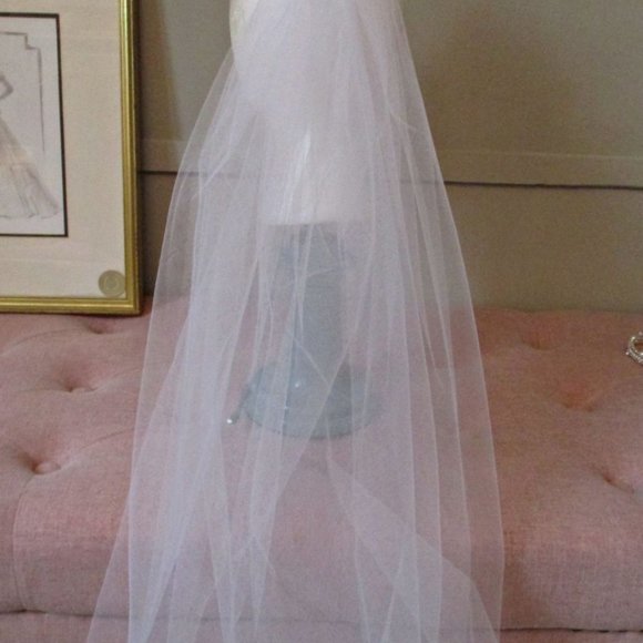 Bridal Crown Veil Headpiece-Elbow Length-White - Picture 3 of 6